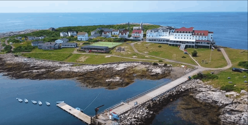 Aerial view of Star Island off the New Hampshire coast